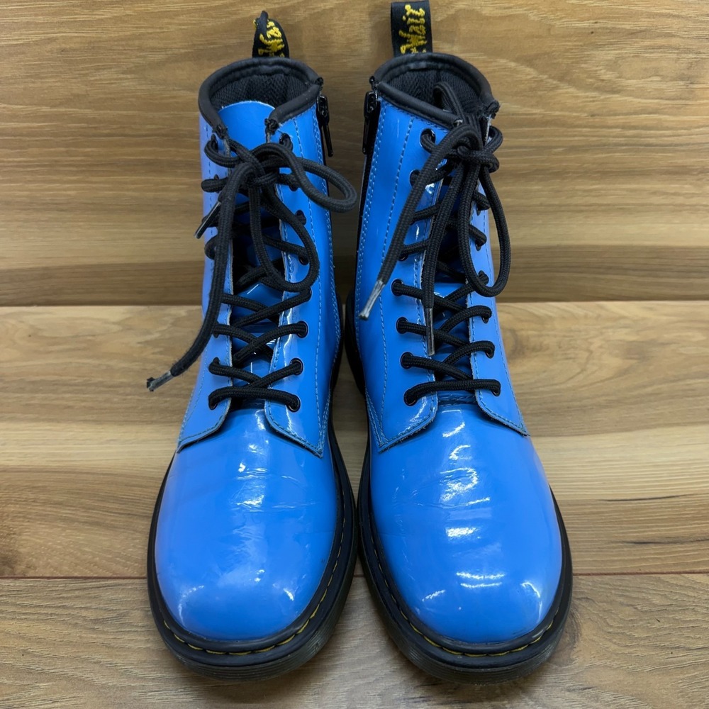 Dr Martens Youth Girls Zavala Boots 5 EU 37 Blue Patent Leather Casual Punk Zip - Picture 5 of 11